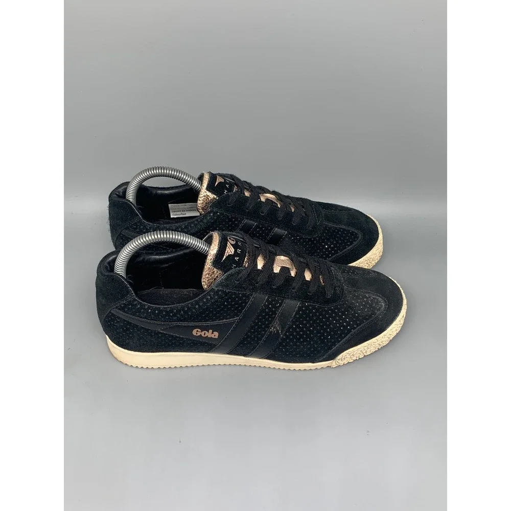 Gola Harrier Glimmer Suede Black Rose Gold Sneakers CLA190 Women's‎ Sz 8